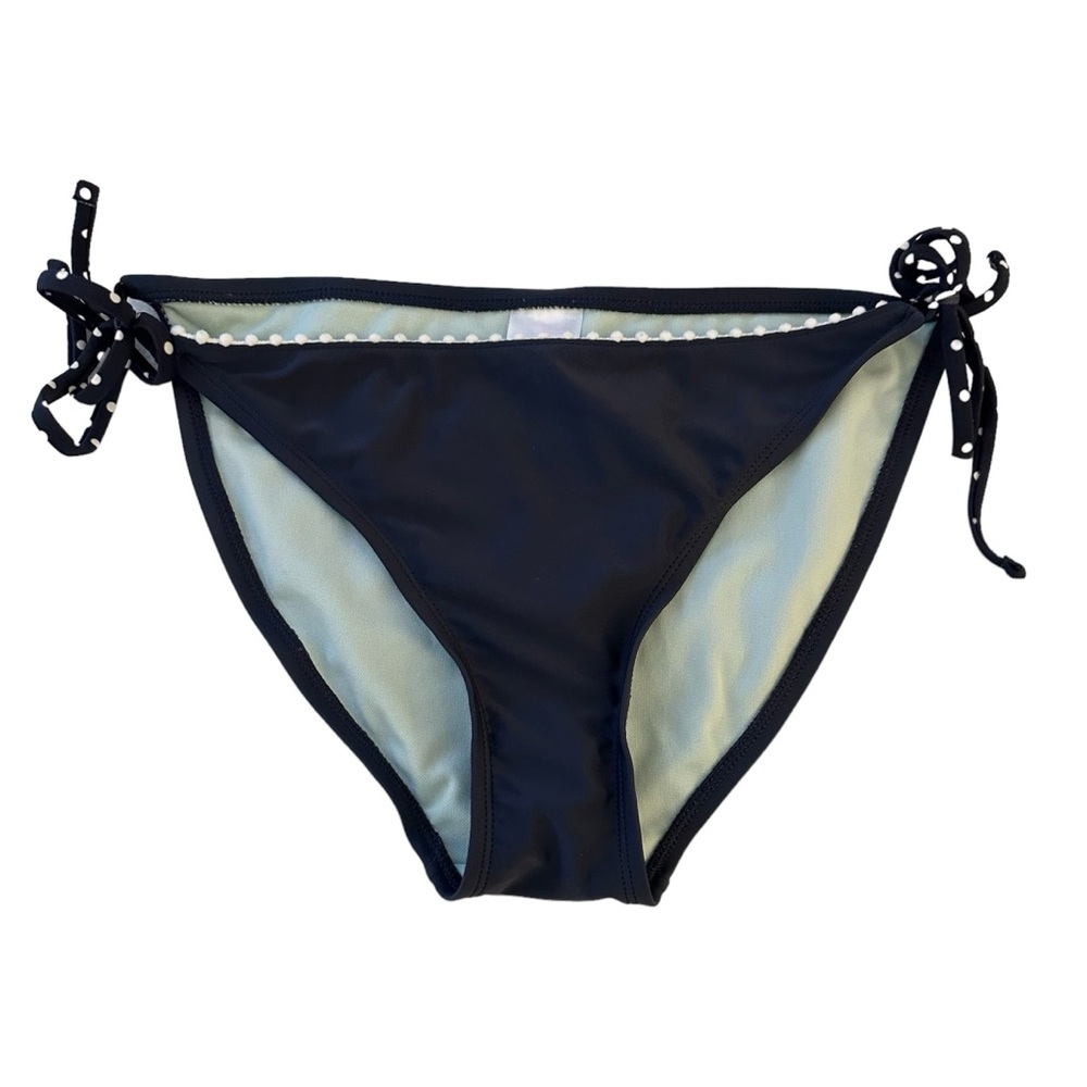 Exhilaration Navy Blue Polka Dot Side Tie Bikini Bottoms Size Large